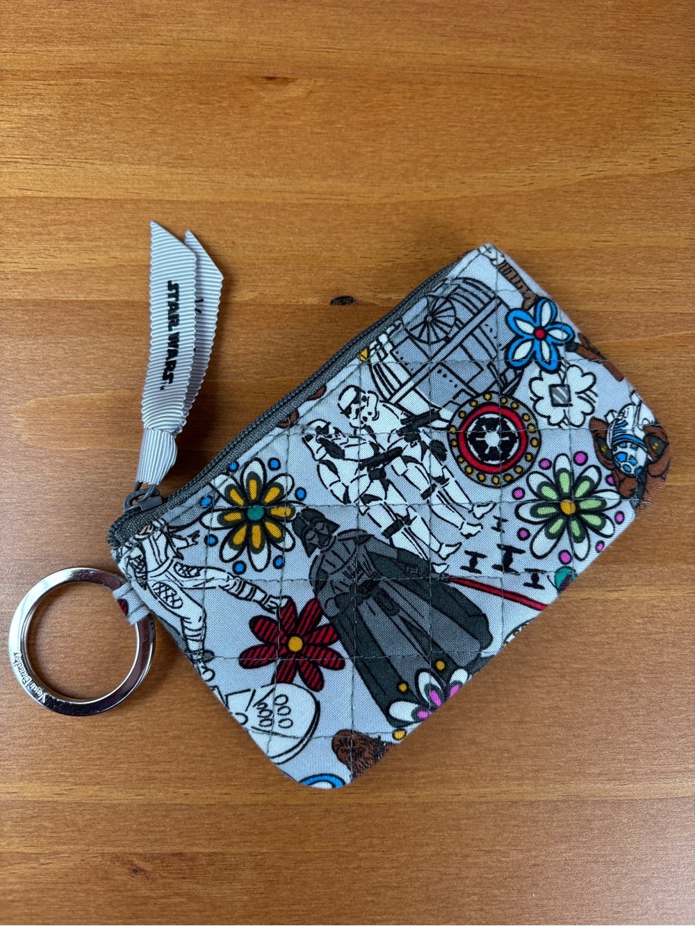 Vera Bradley Star Wars Floral Card/Coin Pouch Keyring - Light Gray
